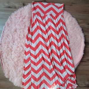 a.n.a Coral and White Strapless Maxi Dress